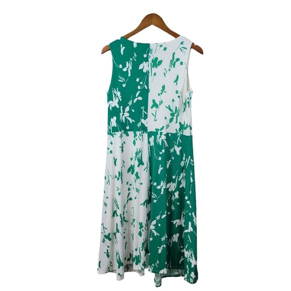 Alfani Color Block Size 8 Dress Slinky travel knit Stretch Party Floral Green - Picture 5 of 6